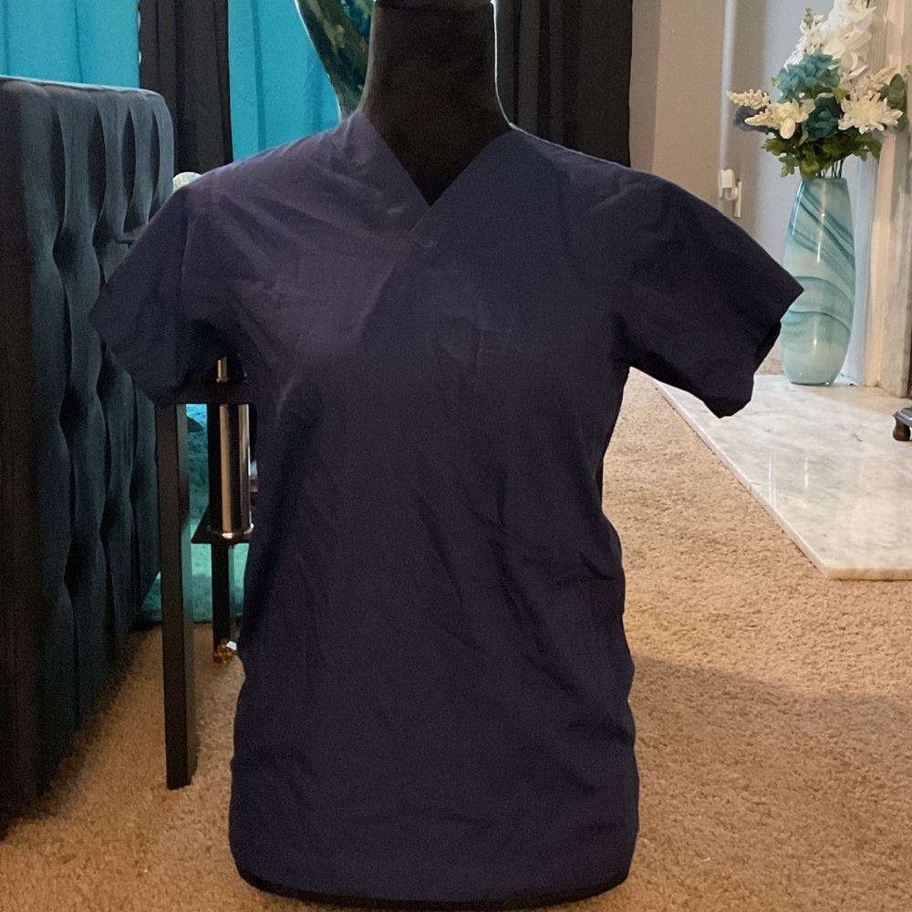 Women's V-Neck Scrub Top in Navy Blue